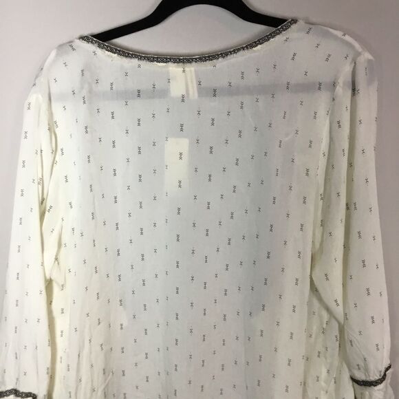 NWT open front duster asymmetrical hem long sleeve slightly sheer boho hippie L - Picture 5 of 8